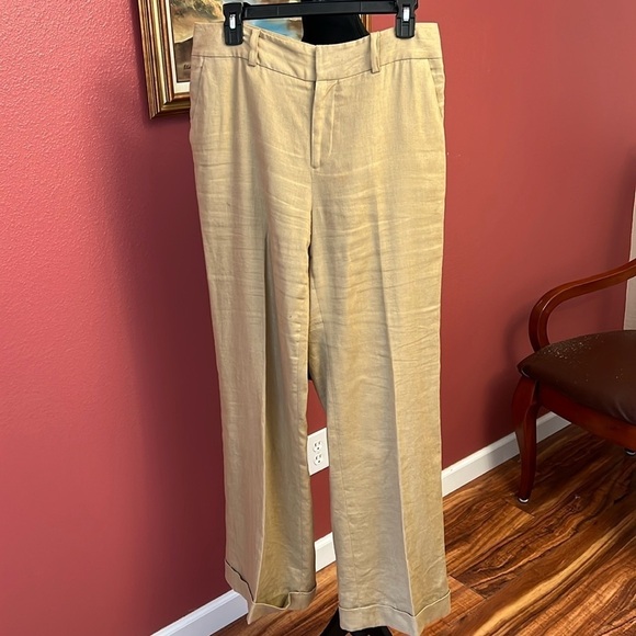 Lauren Ralph Lauren Linen Wide Leg Trouser Pants - Picture 2 of 8